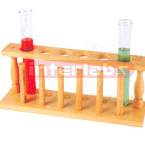 TEST TUBE STAND, WOODEN, WITH DRYING PEGS for 6 Test Tubes