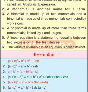 Algebra-Definitions And Formulae