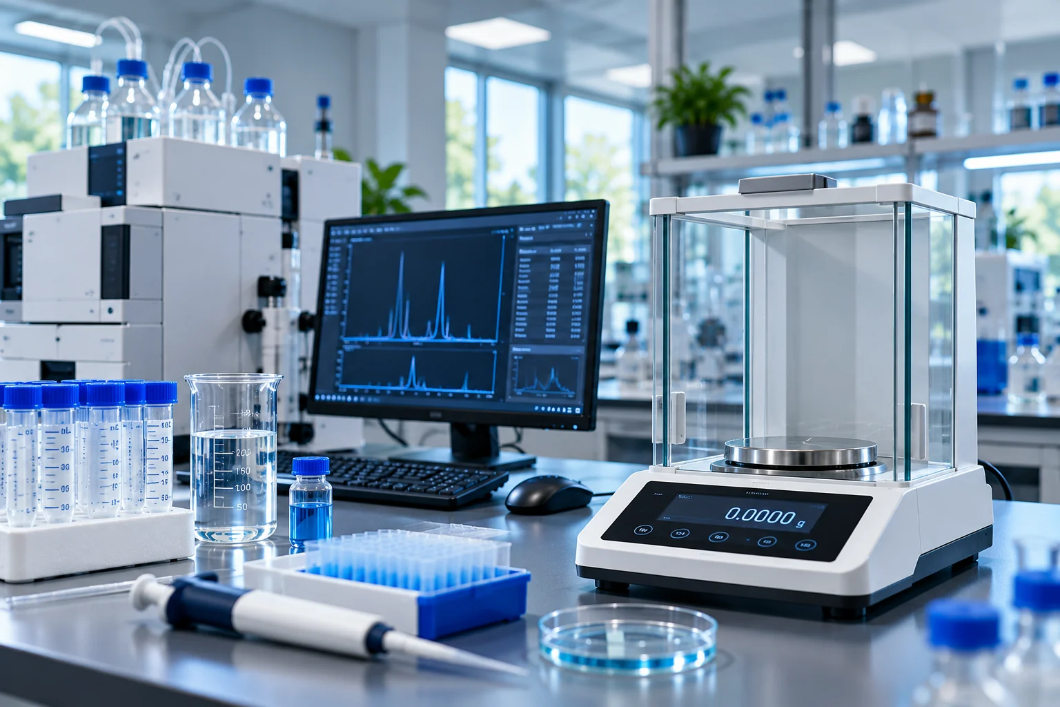 Scientific measuring instrument used in a laboratory environment